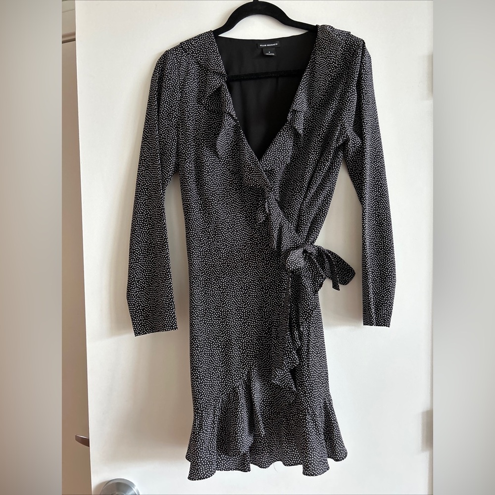 Club Monaco Polka Dot Wrap Dress
